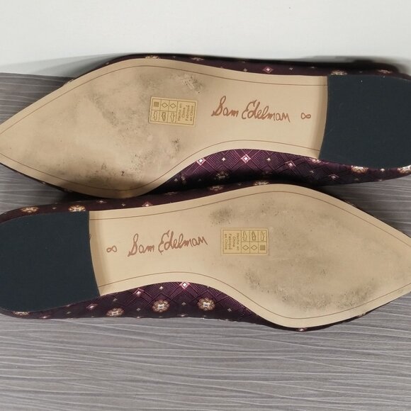 Sam Edelman Rivera Flat, Wine Fabric, Womens Size 8 M / 38 - Picture 11 of 12
